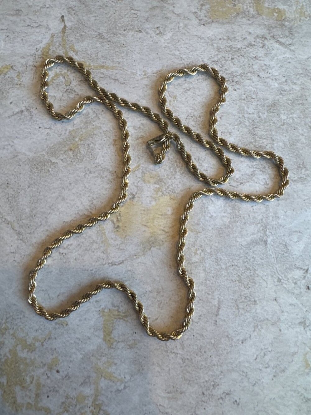 Vintage Gold Tone Rope Chain Necklace 4KGP 29"